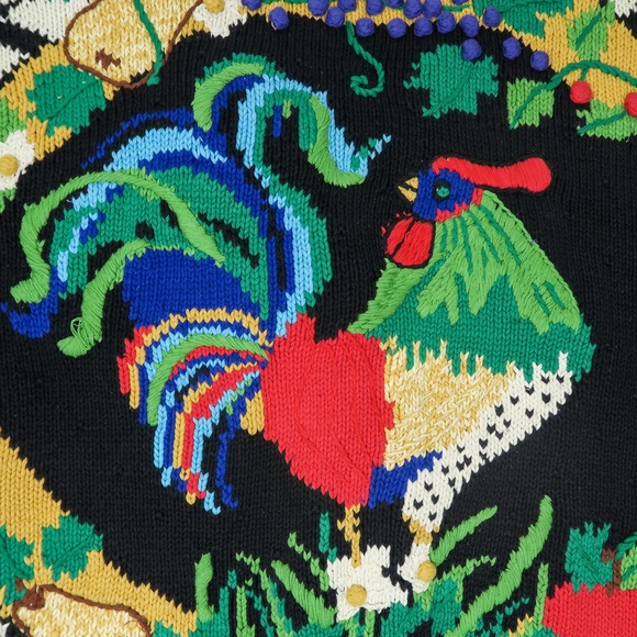 Vintage 90s Just Better Sweater designs by Lisa Coufal Rooster Cardigan Sweater - Picture 8 of 15